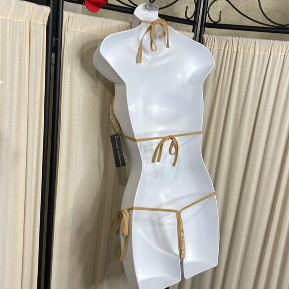 NEW! MIDNIGHT BALLERINA SEXY BEIGE LACE LYCRA DANCE WEAR BIKINI SET S-XL - Picture 7 of 7